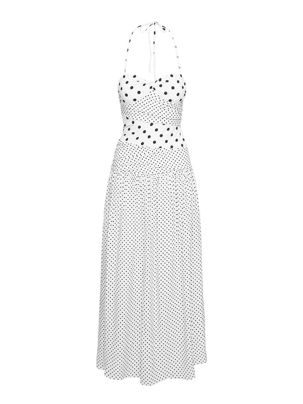 Princess Polly Lower Impact Polka Dot Halter Maxi Dress White Black NWT Size 12 - Picture 12 of 16